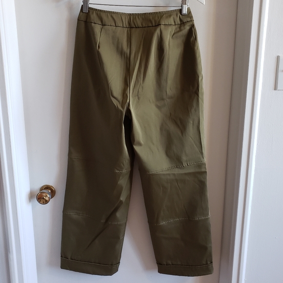 A LA UNE Army Green Nylon Spandex Cuffed Cargo Style Pants Boho Flexible Woman M - Picture 2 of 8